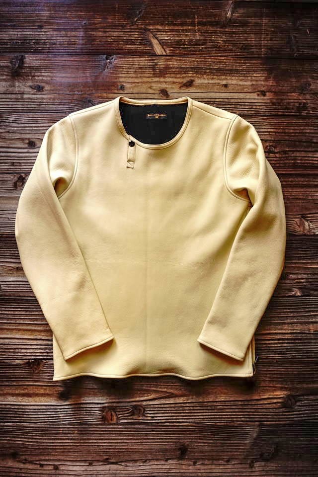 BAA COSTUME MFG. "MOLT" DEERSKIN LONG SLEEVE TEE CREAM