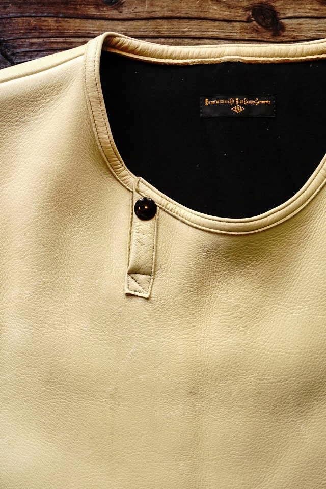 BAA COSTUME MFG. "MOLT" DEERSKIN LONG SLEEVE TEE CREAM