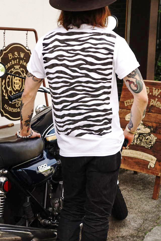 BAA COSTUME MFG. "ZEBRA BACK" POCKET TEE WHT/BLK