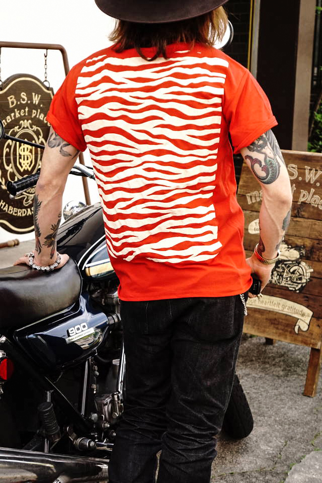 BAA COSTUME MFG. "ZEBRA BACK" POCKET TEE RED/WHT