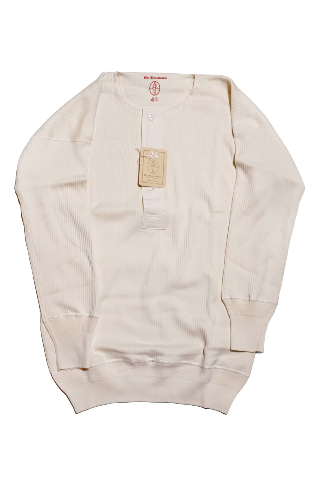 Olde Homesteader “Henley Neck Longsleeve” – Swedenish Army Rib – Ivory