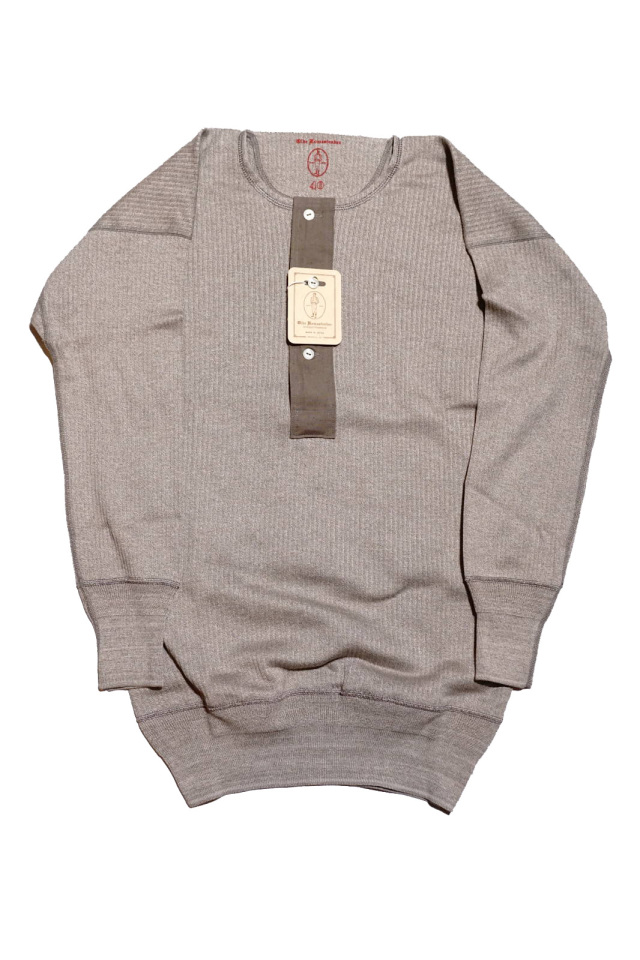 Olde Homesteader “Henley Neck Longsleeve” – Swedenish Army Rib – Mottled Grey