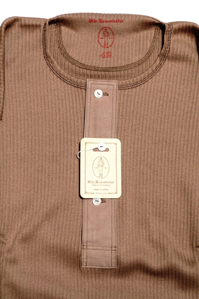 Olde Homesteader “Henley Neck Longsleeve” – Swedenish Army Rib – Rustic Brown