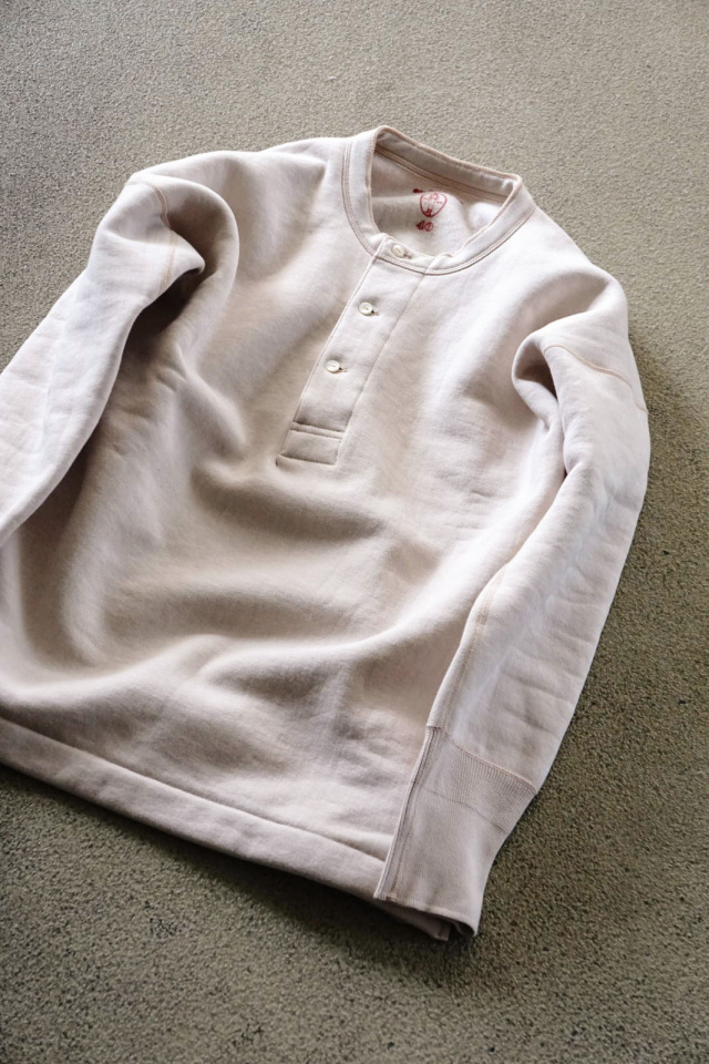 Olde Homesteader US012 Cotton Fleece Henley Neck Long Sleeve PARCHMENT