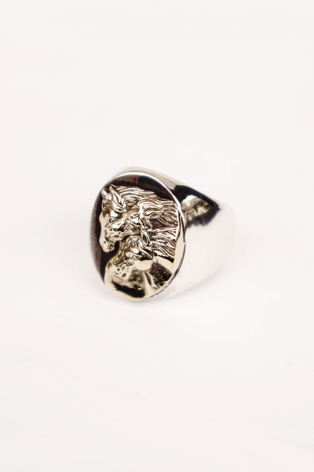 PEANUTS & Co. PHARAOHS HORSES RING oval L Silver×K10 Gold