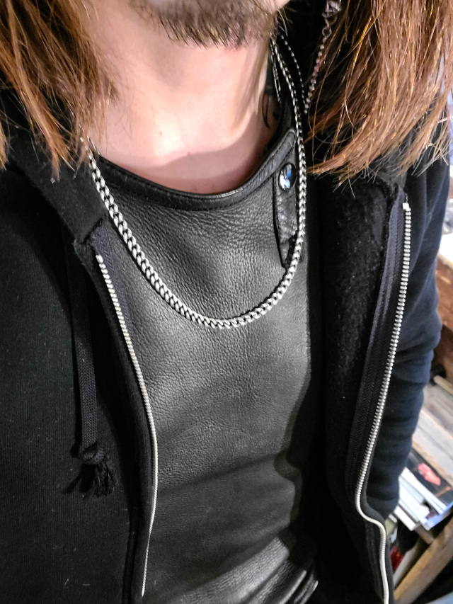 GLAD HAND JEWELRY NARROW CHAIN NECKLACE SILVER925 "MADE IN U.S.A." 60cm