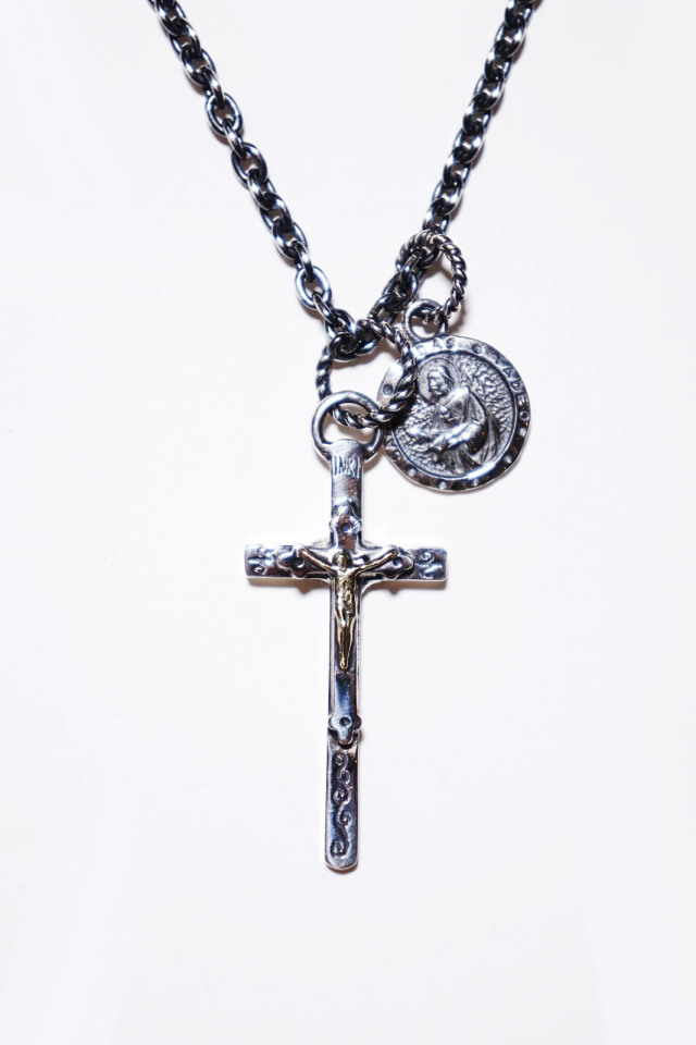 galcia 18NT-BT03C001SB : PENDANT-TOP CROSS ×　PENDANT HEAD / 聖ユダとイエスの御心 CHAIN SET