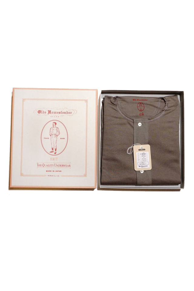 Olde Homesteader "Henley Neck Longsleeve" – Interlock – Rustic Grey