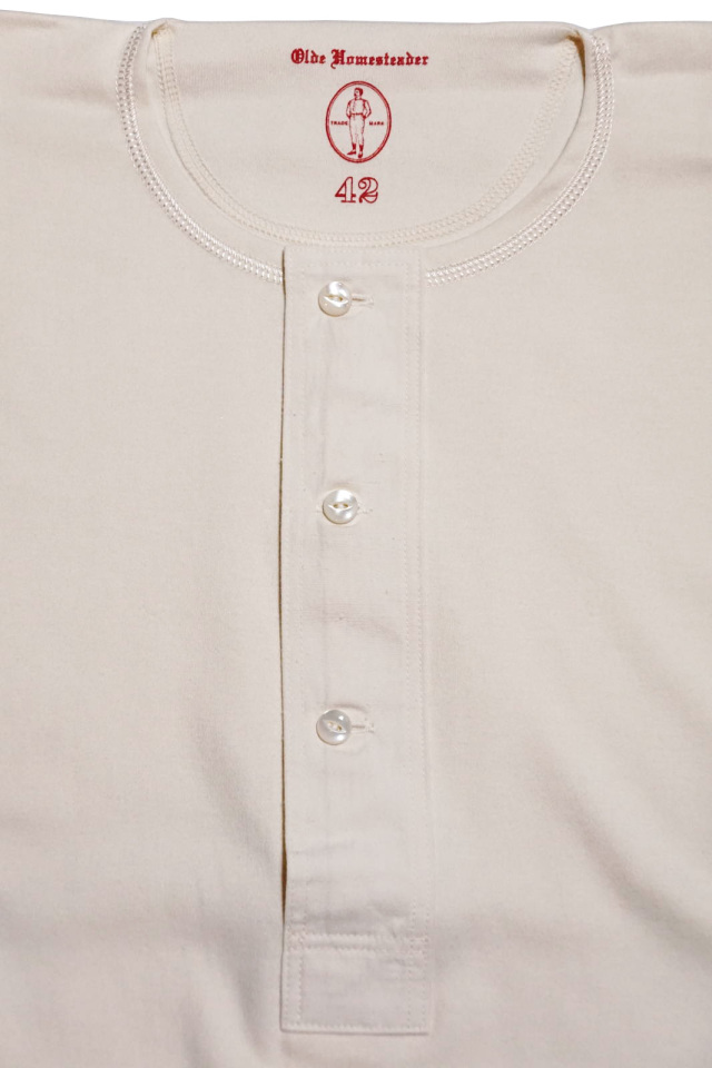 Olde Homesteader "Henley Neck Longsleeve" – Interlock – Ivory