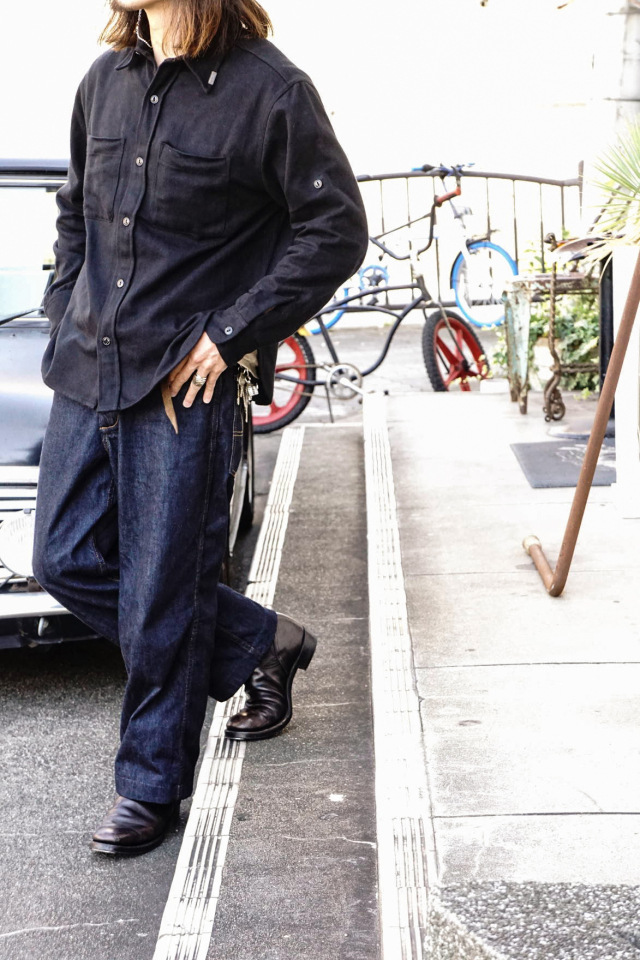 Mr.FATMAN "Johnny Cotton Flannel Shirt" BLACK