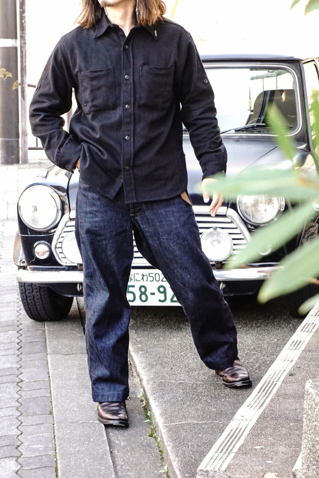 Mr.FATMAN "Johnny Cotton Flannel Shirt" BLACK