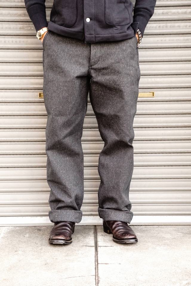 Mr.FATMAN "Jimmy Melange Twill Trousers" BLACK