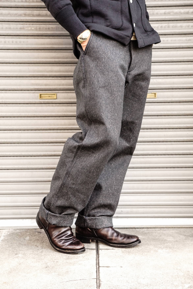 Mr.FATMAN "Jimmy Melange Twill Trousers" BLACK