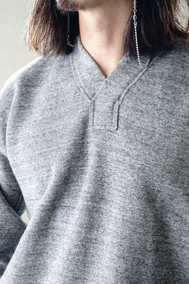 Olde Homesteader "Extra Cotton Fleece / Y Neck Long Sleeve" TOP CHARCOAL