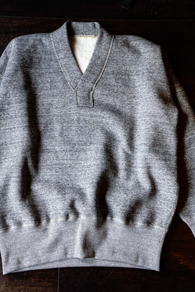 Olde Homesteader "Extra Cotton Fleece / Y Neck Long Sleeve" TOP CHARCOAL