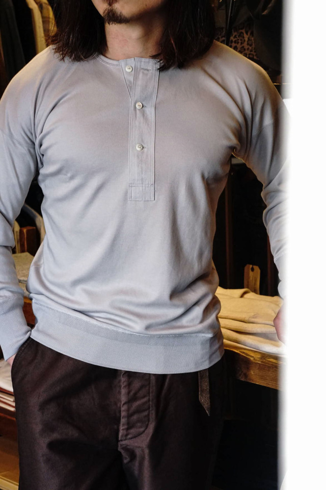 Olde Homesteader "Henley Neck Longsleeve" - Interlock - MIST