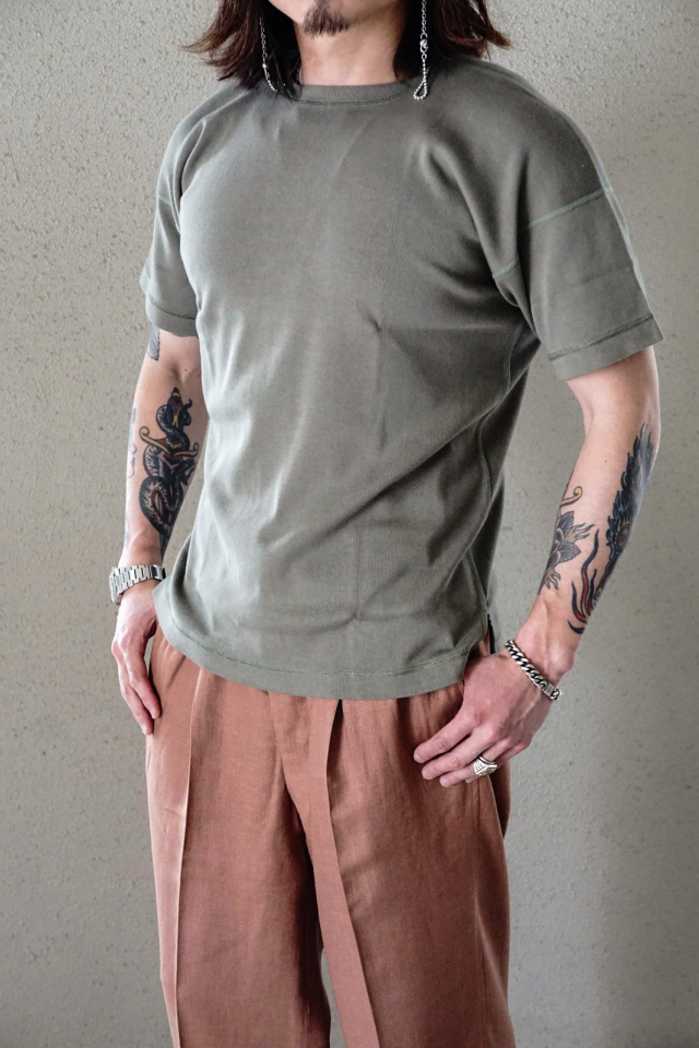 Olde Homesteader "Crew Neck Short Sleeve" - Heavy Weight Rib - OLIVE