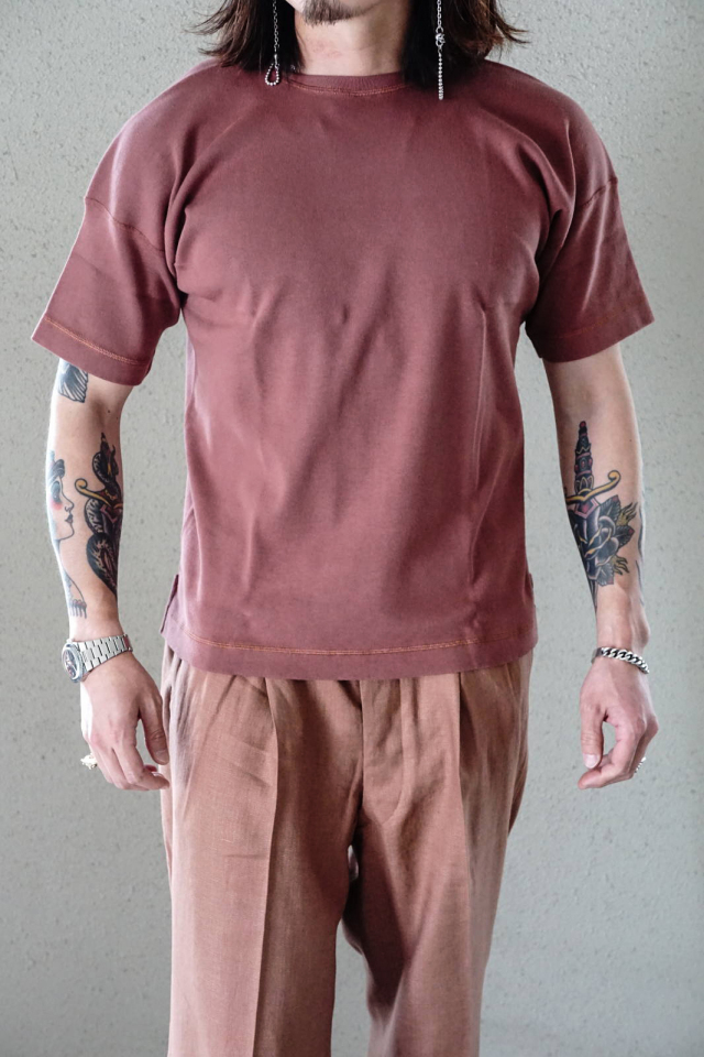 Olde Homesteader "Crew Neck Short Sleeve" - Heavy Weight Rib - ROSEWOOD