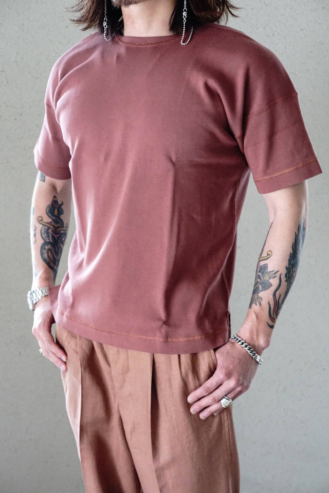 Olde Homesteader "Crew Neck Short Sleeve" - Heavy Weight Rib - ROSEWOOD