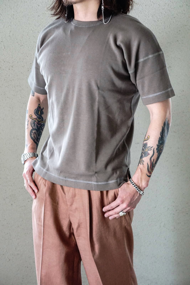 Olde Homesteader "Crew Neck Short Sleeve" - Heavy Weight Rib - RUSTIC GREY