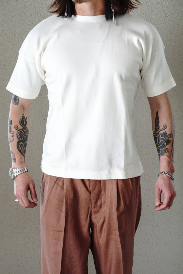 Olde Homesteader "Crew Neck Short Sleeve" - Heavy Weight Rib - OFF WHITE