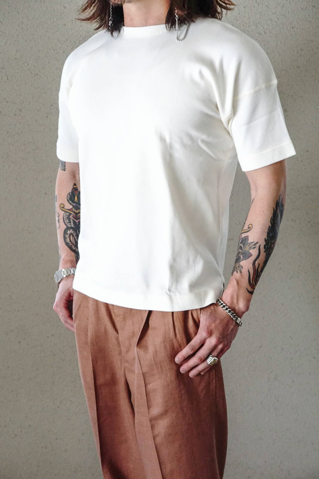 Olde Homesteader "Crew Neck Short Sleeve" - Heavy Weight Rib - OFF WHITE