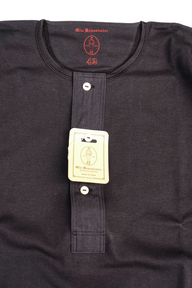 Olde Homesteader "Henley Neck Shortsleeve" - Interlock - Worker's Black