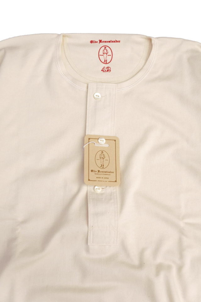 Olde Homesteader "Henley Neck Shortsleeve" - Interlock - Ivory