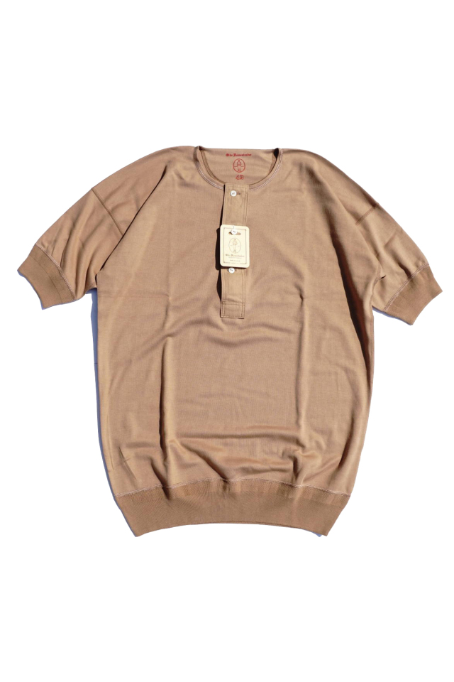 Olde Homesteader "Henley Neck Shortsleeve" - Interlock - Camel
