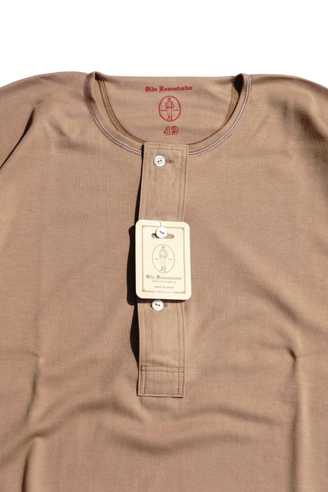 Olde Homesteader "Henley Neck Shortsleeve" - Interlock - Camel