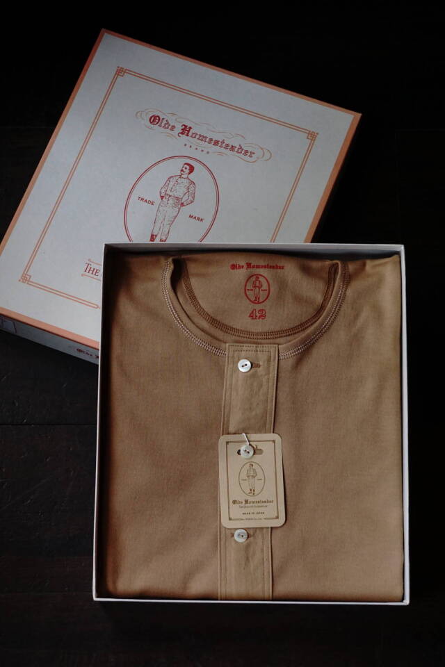 Olde Homesteader "Henley Neck Shortsleeve" - Interlock - Camel