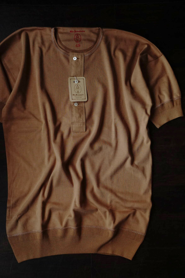 Olde Homesteader "Henley Neck Shortsleeve" - Interlock - Camel