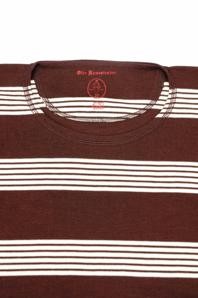 Olde Homesteader "Crew Neck Shortsleeve" - Interlock - CHESTNUT × ECRU
