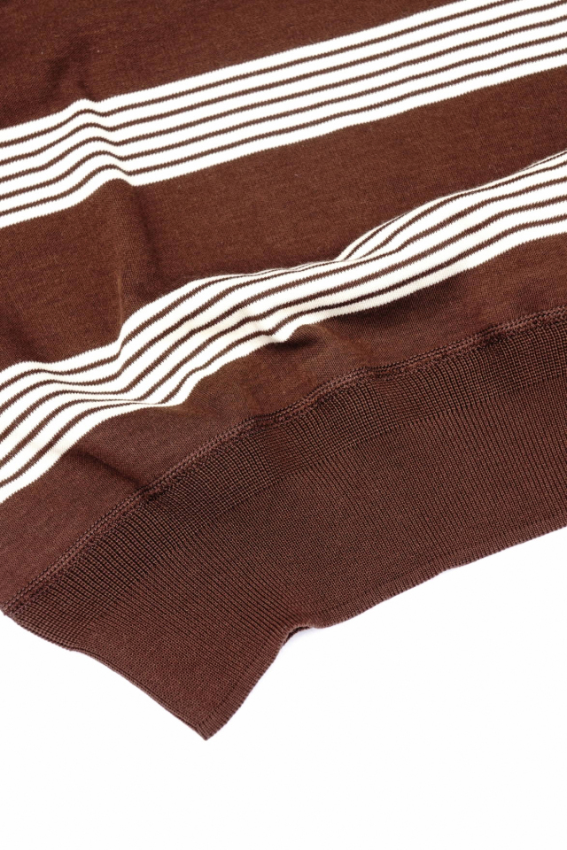 Olde Homesteader "Crew Neck Shortsleeve" - Interlock - CHESTNUT × ECRU