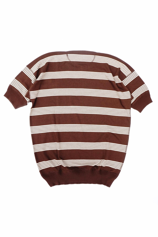 Olde Homesteader "Crew Neck Shortsleeve" - Interlock - CHESTNUT × ECRU