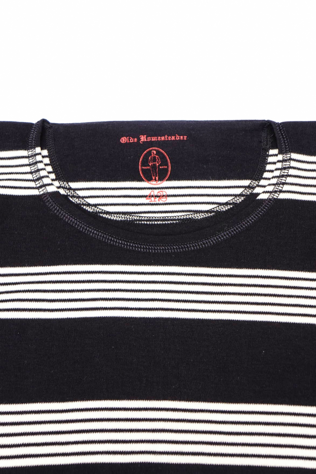 Olde Homesteader "Crew Neck Shortsleeve" - Interlock - BLACK × ECRU