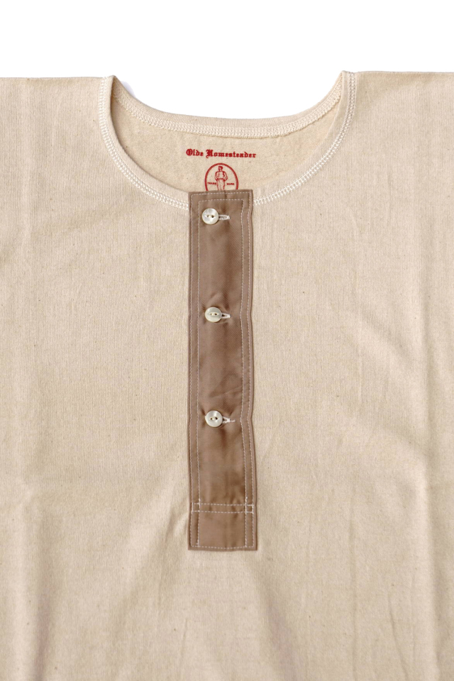 Olde Homesteader "Henley Neck Long sleeve" -Rustic Jersey- ECRU