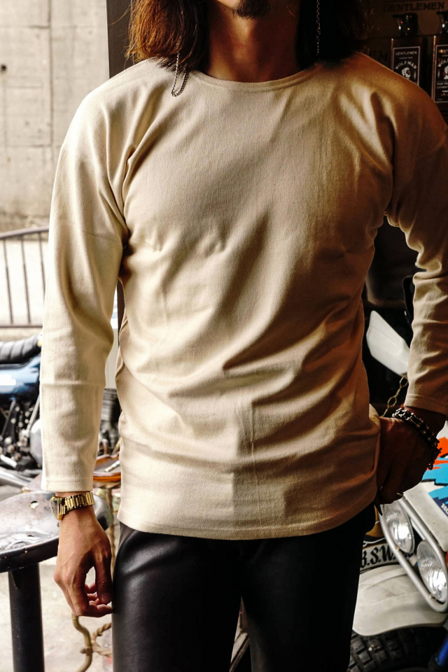 Olde Homesteader "Crew Neck Long sleeve" -Rustic Jersey- ECRU