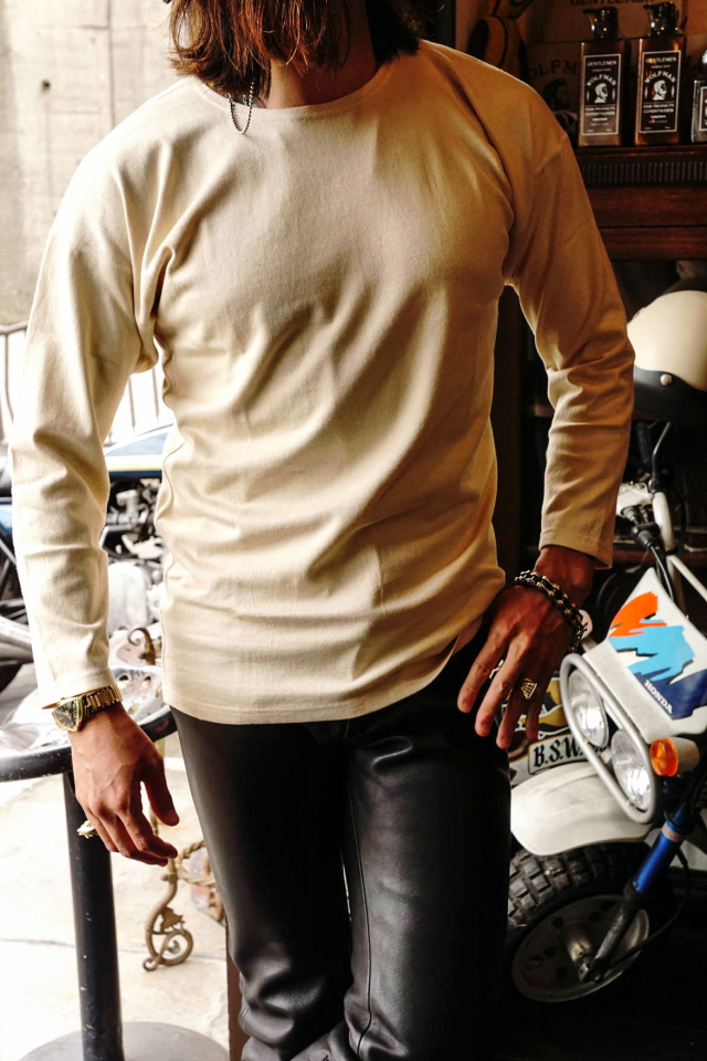Olde Homesteader "Crew Neck Long sleeve" -Rustic Jersey- ECRU