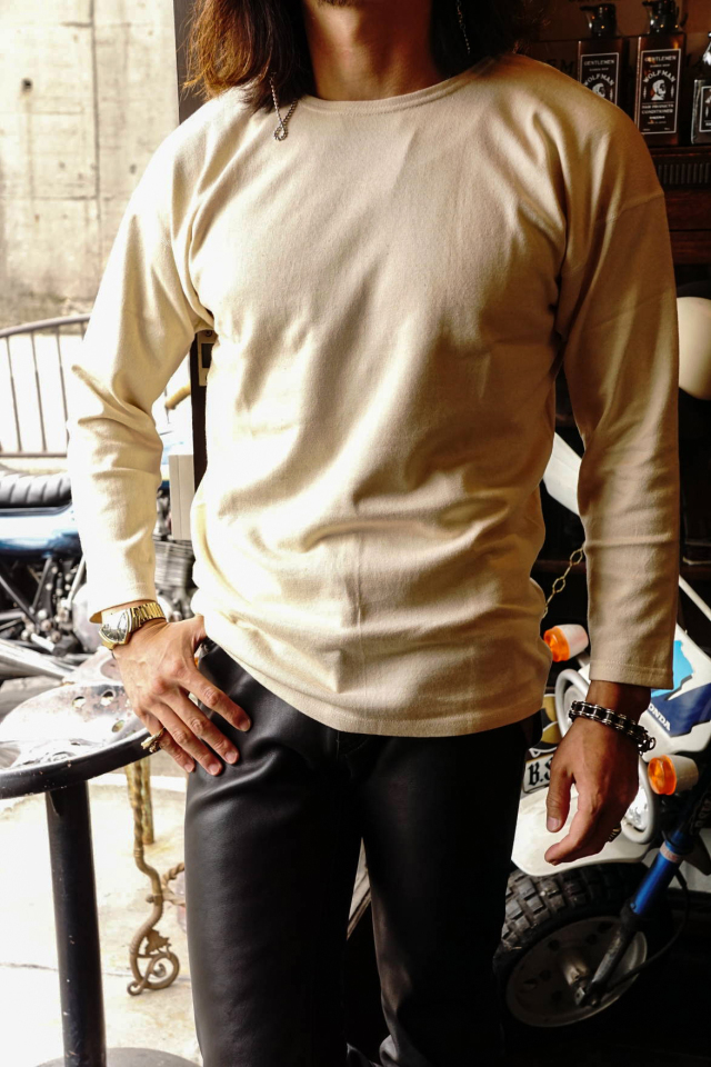 Olde Homesteader "Crew Neck Long sleeve" -Rustic Jersey- ECRU