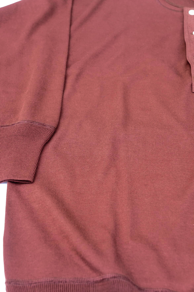 Olde Homesteader "Henley Neck Longsleeve" - Interlock - MAHOGANY