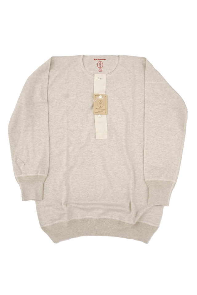 Olde Homesteader "Henley Neck Longsleeve" - Interlock - ECRU HEATHER