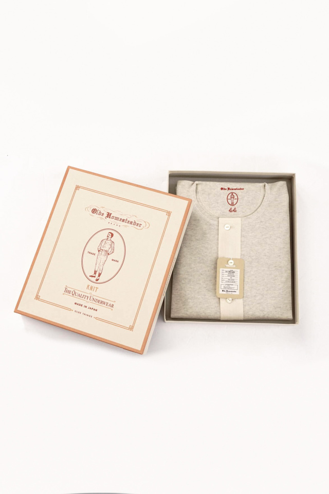 Olde Homesteader "Henley Neck Longsleeve" - Interlock - ECRU HEATHER