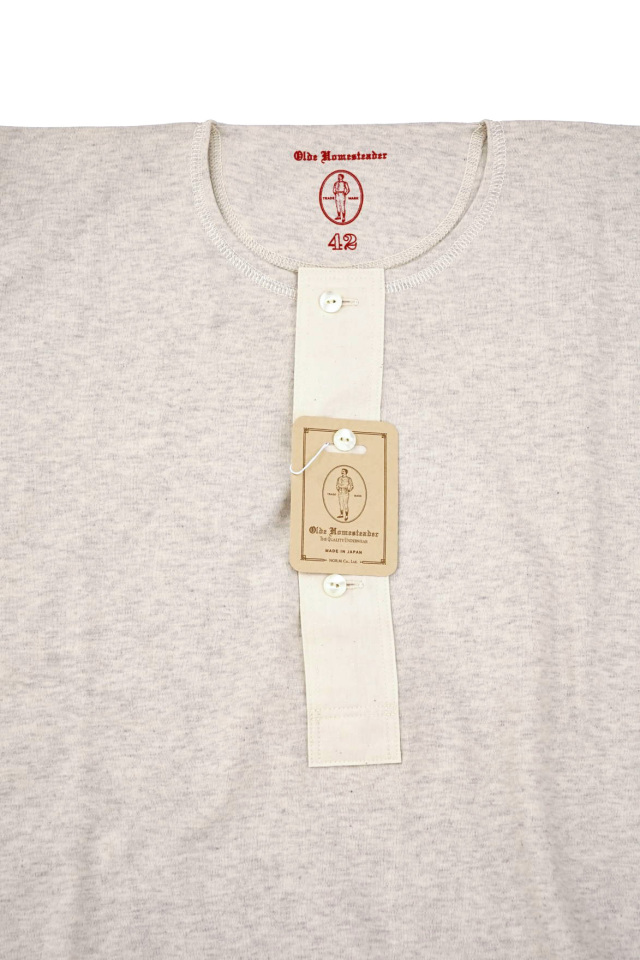 Olde Homesteader "Henley Neck Longsleeve" - Interlock - ECRU HEATHER