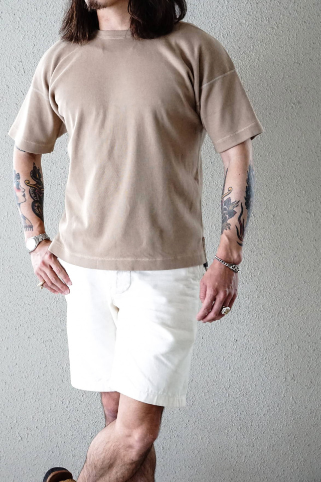 Olde Homesteader "Crew Neck Short Sleeve" - Heavy Weight Rib - KHAKI