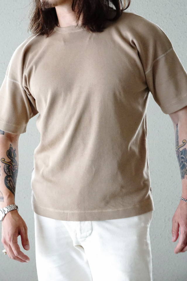 Olde Homesteader "Crew Neck Short Sleeve" - Heavy Weight Rib - KHAKI