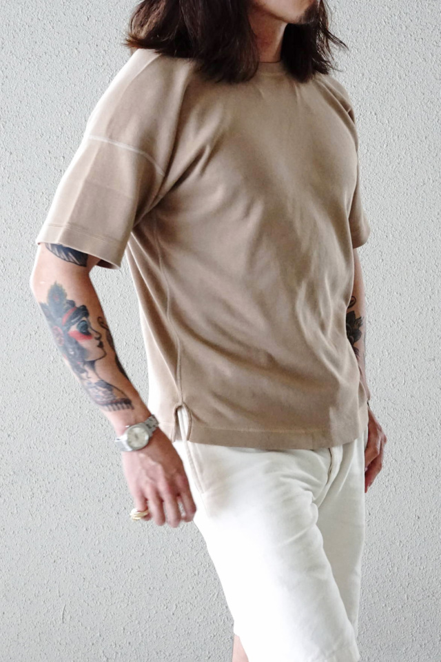 Olde Homesteader "Crew Neck Short Sleeve" - Heavy Weight Rib - KHAKI