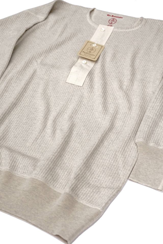 Olde Homesteader "Henley Neck Longsleeve" - Swedenish Army Rib - ECRU HEATHER