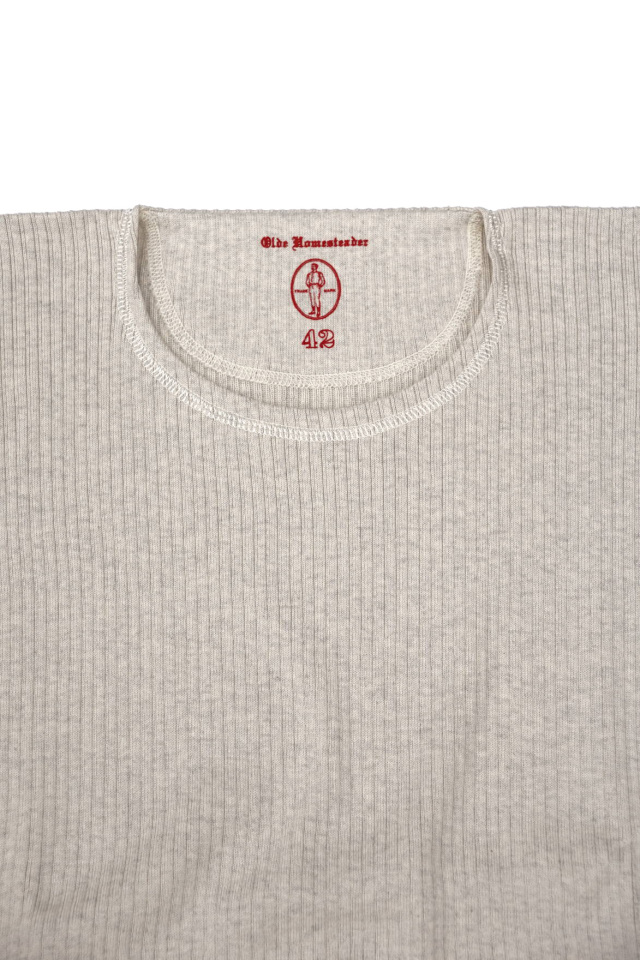 Olde Homesteader "Crew Neck Longsleeve" - Swedenish Army Rib - ECRU HEATHER