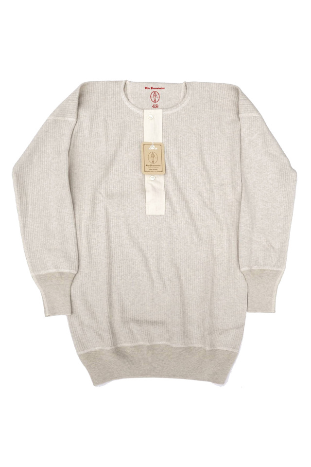 Olde Homesteader "Henley Neck Longsleeve" - Swedenish Army Rib - ECRU HEATHER